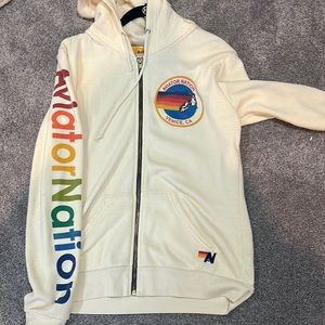 Aviator Nation Malibu Zip Hoodie Cream